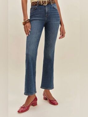 Reformation Dark Blue High-Rise Stretch Flare Jeans 29